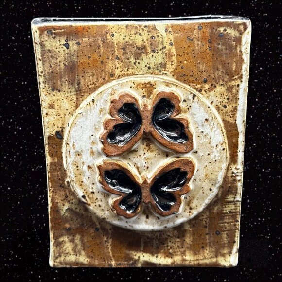 Joy Elaine Praznik Art Pottery Paper Bag Vase Hand Made Signed 6.5”T 5.5”W - Picture 3 of 9